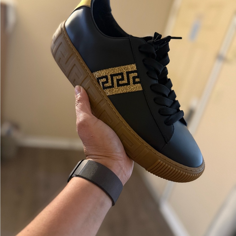 Versace Black and Gold Sneakers | Size 42EU 9.5US